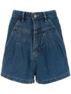 Framed Denim Shorts - Blue