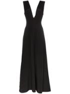 Michael Lo Sordo V-neck Silk Maxi Dress - Black