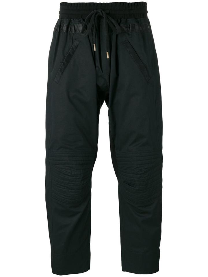 Amen Quilted Knees Track Pants, Men's, Size: 48, Black, Cotton