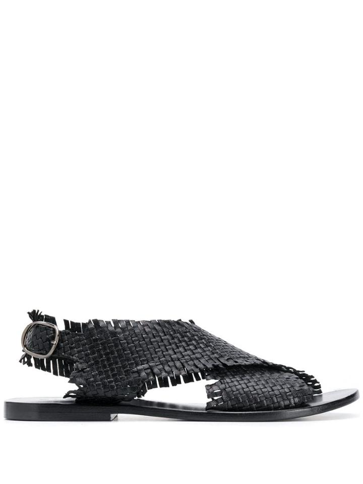Strategia Crossover Strap Sandals - Black