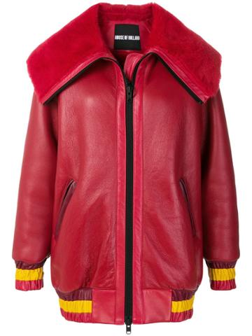 House Of Holland Shearling Varsity Jacket - Red