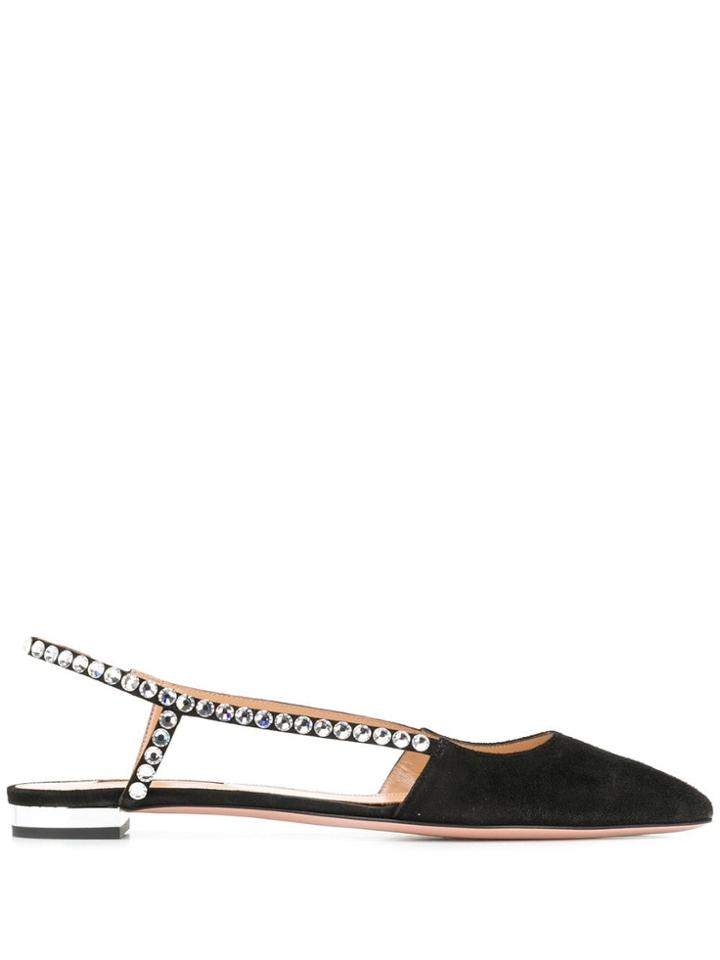 Aquazzura Crystal Shiny Flat - Black