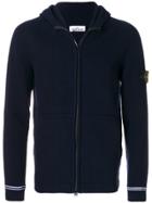 Stone Island Logo Patch Knitted Hoodie - Blue