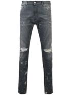 Represent Distressed Straight-leg Jeans - Grey