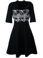 Giambattista Valli Floral Lace Panel Dress, Women's, Size: 46, Black, Acrylic/polyamide/polyester/wool