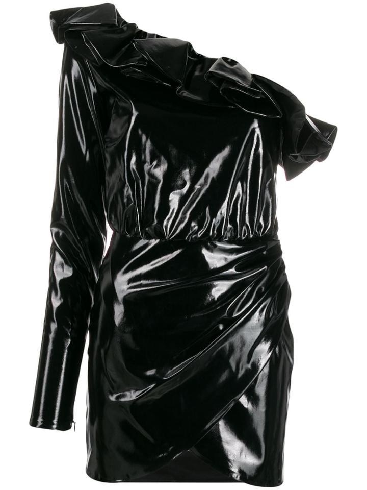 Amen Ruffled Faux-leather Dress - Black