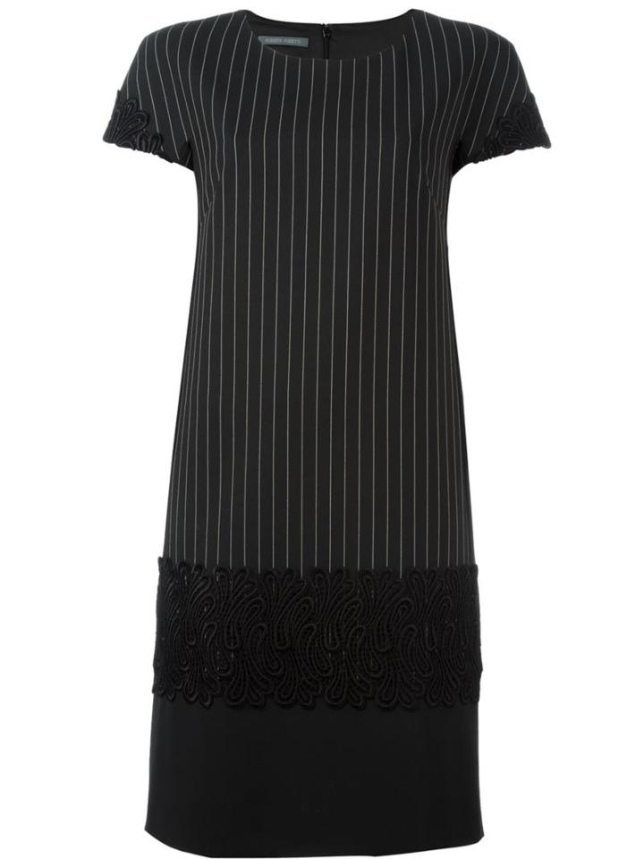 Alberta Ferretti Pinstripe Detailed Dress, Women's, Size: 42, Black, Polyester/acetate/other Fibers