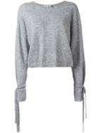 Helmut Lang Cuff Tie Jumper, Women's, Size: Medium, Grey, Wool/nylon