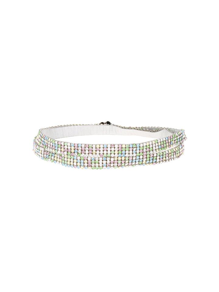 We11done Embellished Double Strap Choker - Metallic