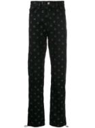 Geo Monogram Print Trousers - Black