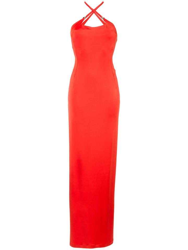 Mugler Cross Strap Slit Dress - Red
