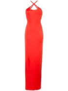 Mugler Cross Strap Slit Dress - Red