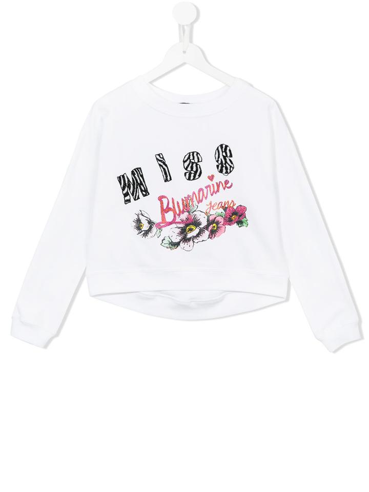 Miss Blumarine Long Sleeved Bejewelled Top, Girl's, Size: 10 Yrs, White