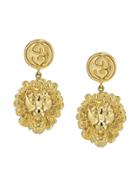 Gucci Lion Motif Drop Earrings - Gold
