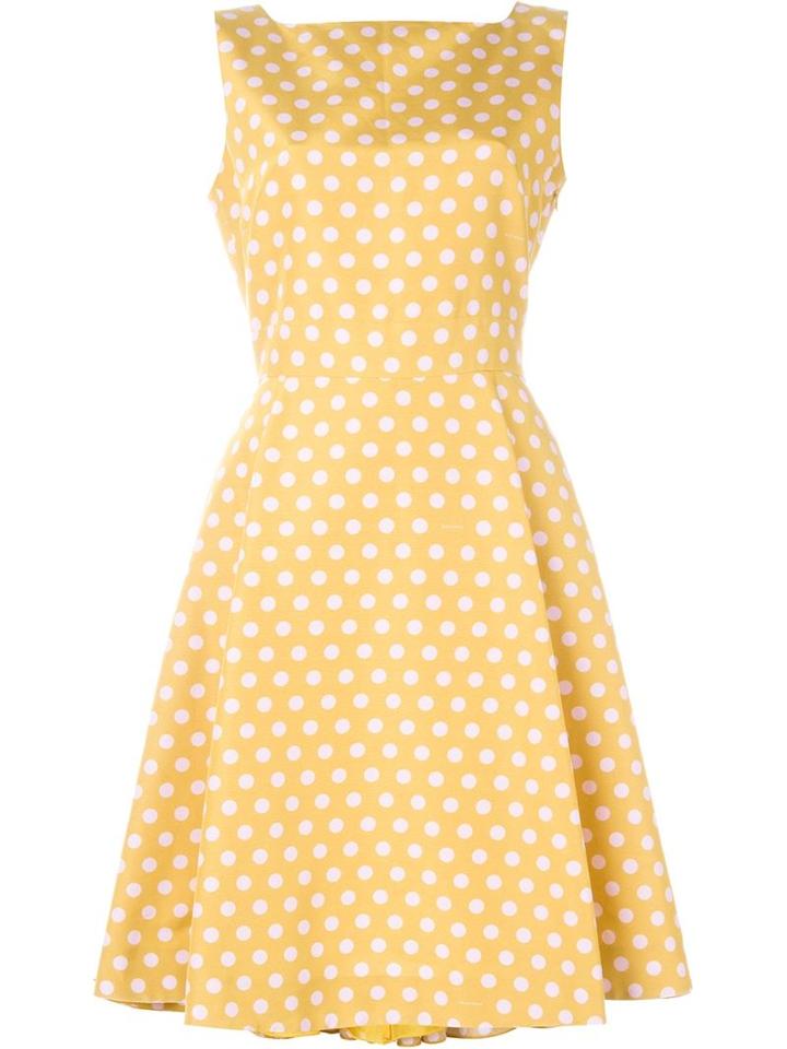 Rochas Polka Dot Print Flared Dress