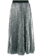 Msgm Pleated Sequin Midi Skirt - Metallic