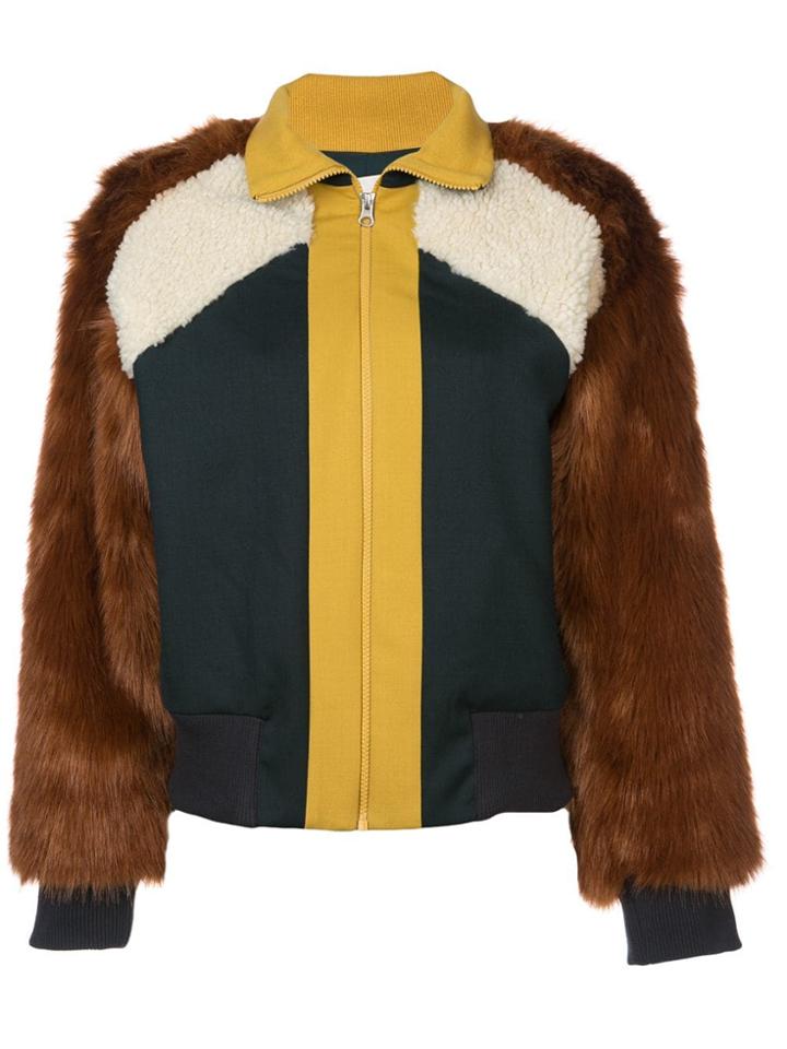 Sea Faux Fur Bomber Jacket - Green