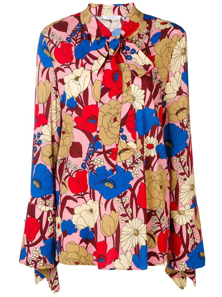 Vivetta Floral Tie Neck Shirt - Multicolour