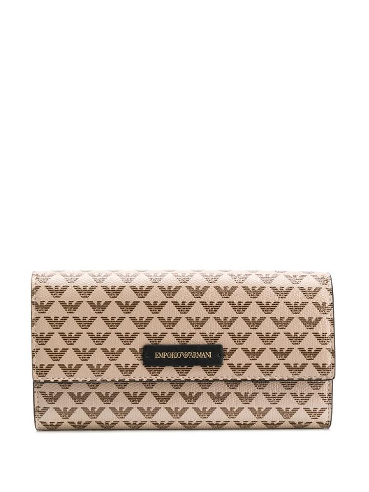 Emporio Armani Logo Monogram Print Wallet - Brown