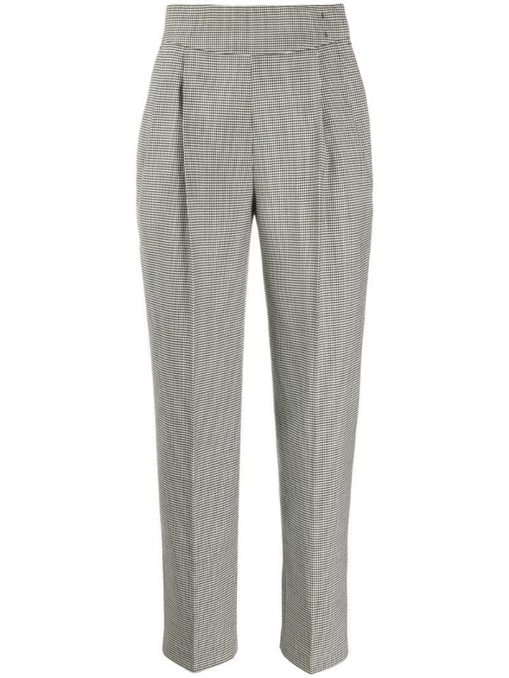 Msgm Micro Houndstooth High-waisted Trousers - Black