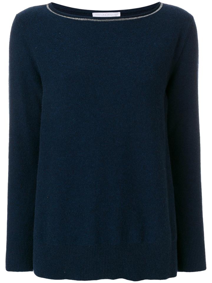 Fabiana Filippi Beaded Detail Neckline Top - Blue