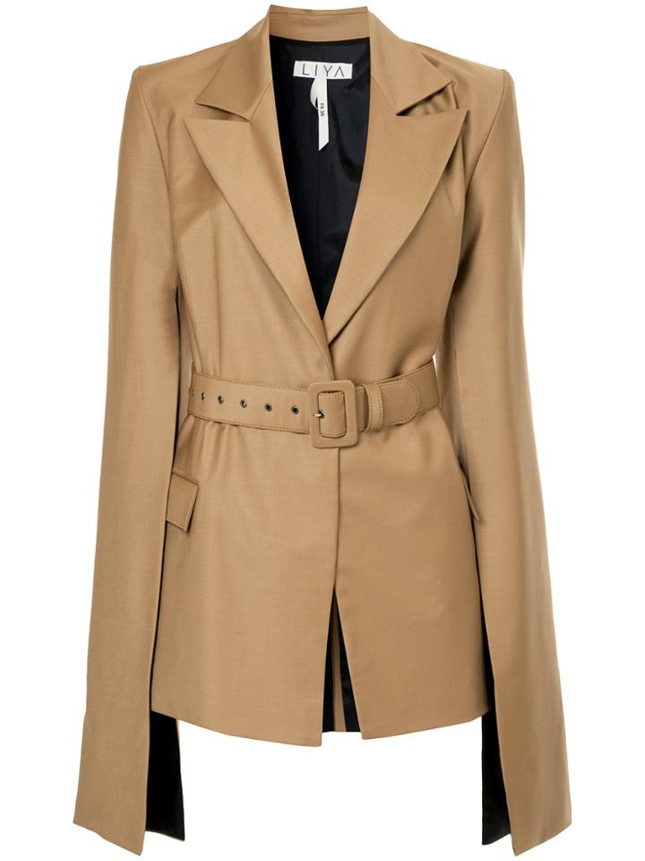 Liya Piped Pocket Blazer - Brown