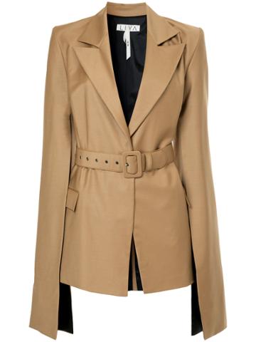Liya Piped Pocket Blazer - Brown