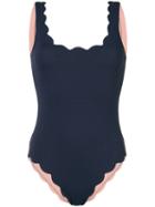 Marysia - Scalloped Swimsuit - Women - Polyamide/spandex/elastane - L, Blue, Polyamide/spandex/elastane