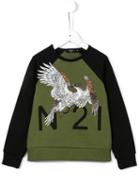 No21 Kids Bird Print Sweatshirt, Boy's, Size: 6 Yrs, Green