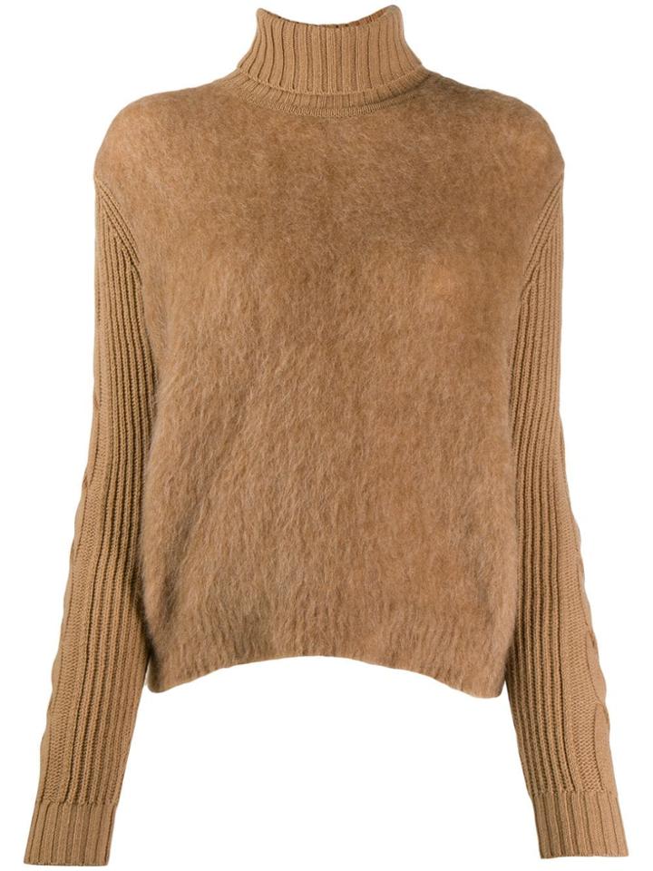 Max Mara Cable Knit Panel Jumper - Brown