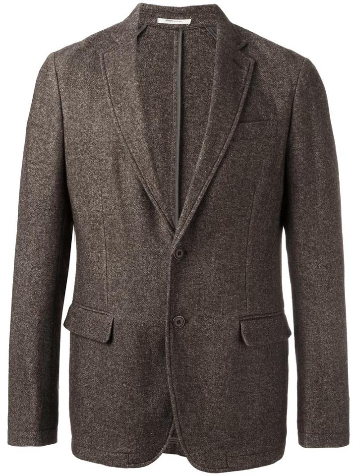 Armani Collezioni Two Button Blazer, Men's, Size: 50, Brown, Cashmere/hemp/polyester/cotton