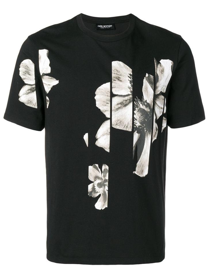 Neil Barrett Collage Floral Print T-shirt - Black
