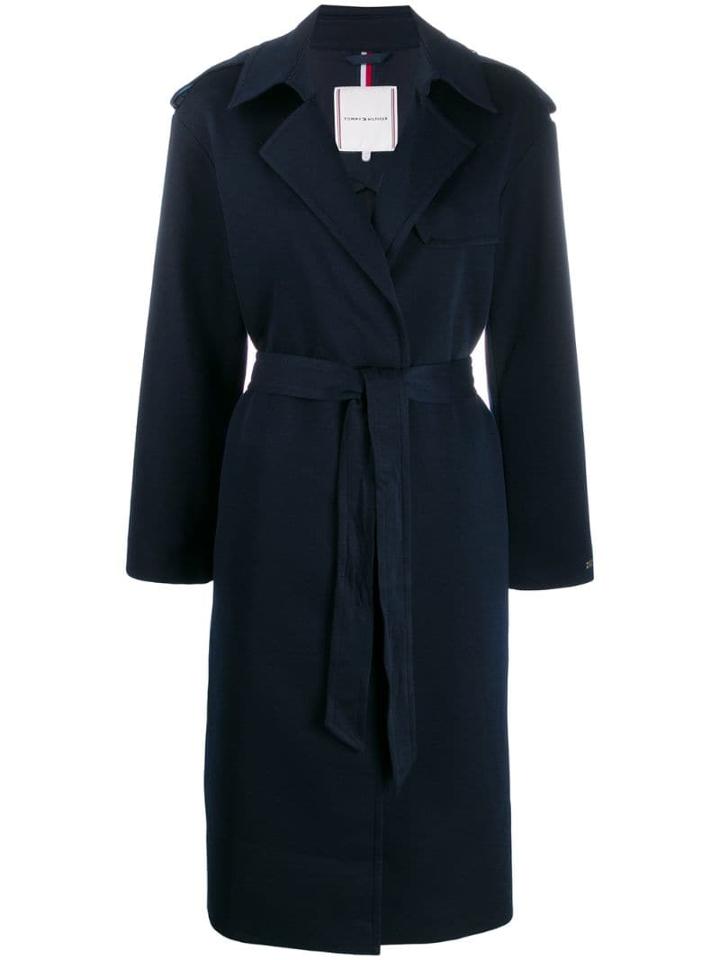 Tommy Hilfiger Belted Long Coat - Blue