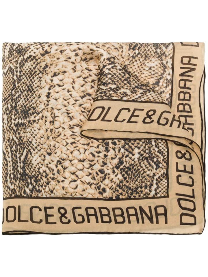 Dolce & Gabbana Snake Print Scarf - Neutrals