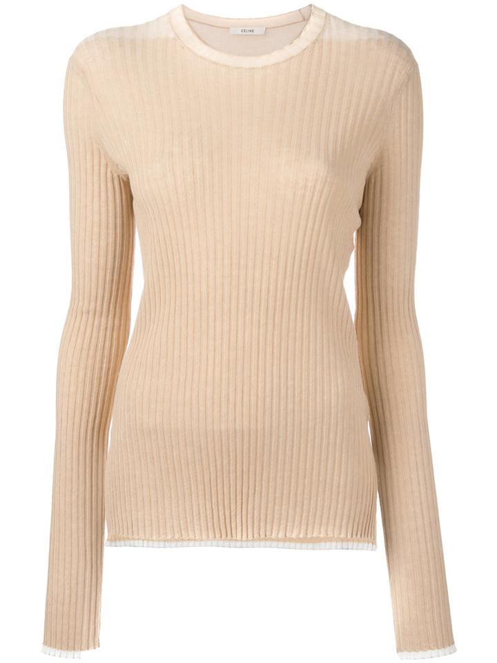 Céline Ribbed Jumper, Women's, Size: 40, Nude/neutrals, Cotton
