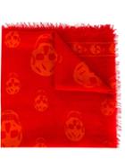 Alexander Mcqueen Skull Print Scarf, Men's, Red, Modal/silk