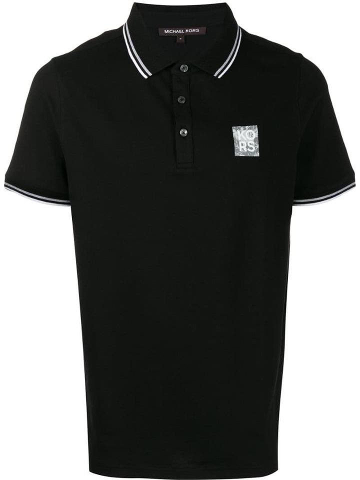 Michael Kors Striped Trim Polo Shirt - Black