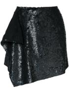 Alberta Ferretti Layer Sequined Mini Skirt - Black