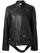 Maison Mihara Yasuhiro Loose-fit Leather Biker Jacket, Women's, Size: 38, Black, Lamb Skin