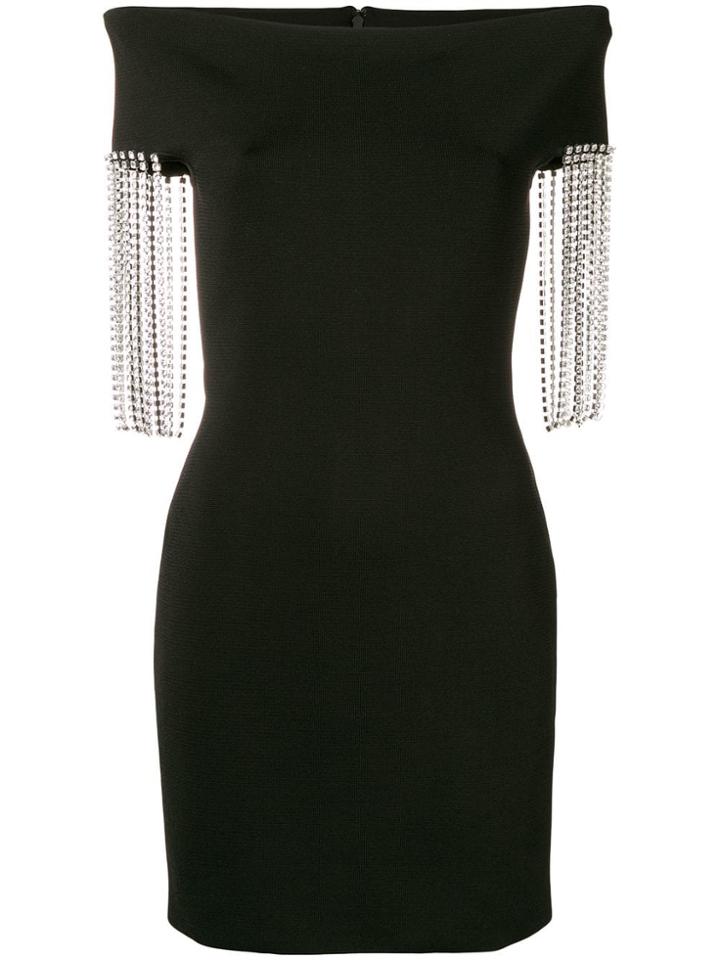 Christopher Kane Tasselled Off Shoulder Dress - Black
