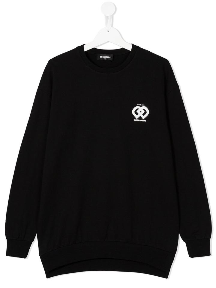 Dsquared2 Kids Logo Chest Print Sweatshirt, Girl's, Size: 14 Yrs, Black