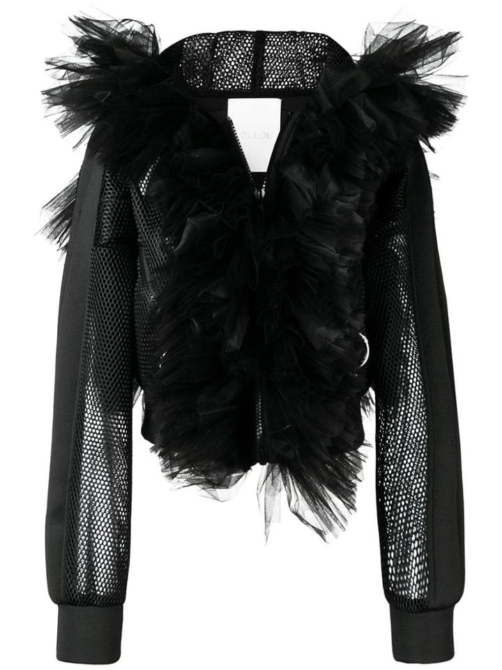 Loulou Tulle Panel Bomber Jacket - Black