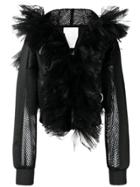Loulou Tulle Panel Bomber Jacket - Black