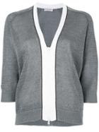 Brunello Cucinelli Zip Up Cardigan, Women's, Size: Small, Grey, Cotton
