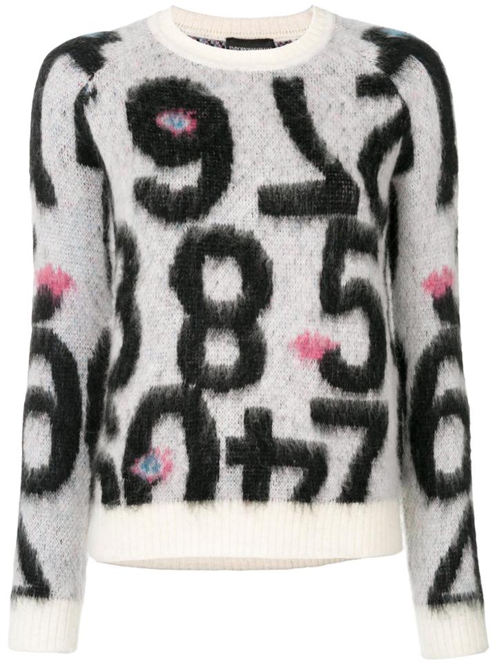 Emporio Armani Number Motif Jumper - White