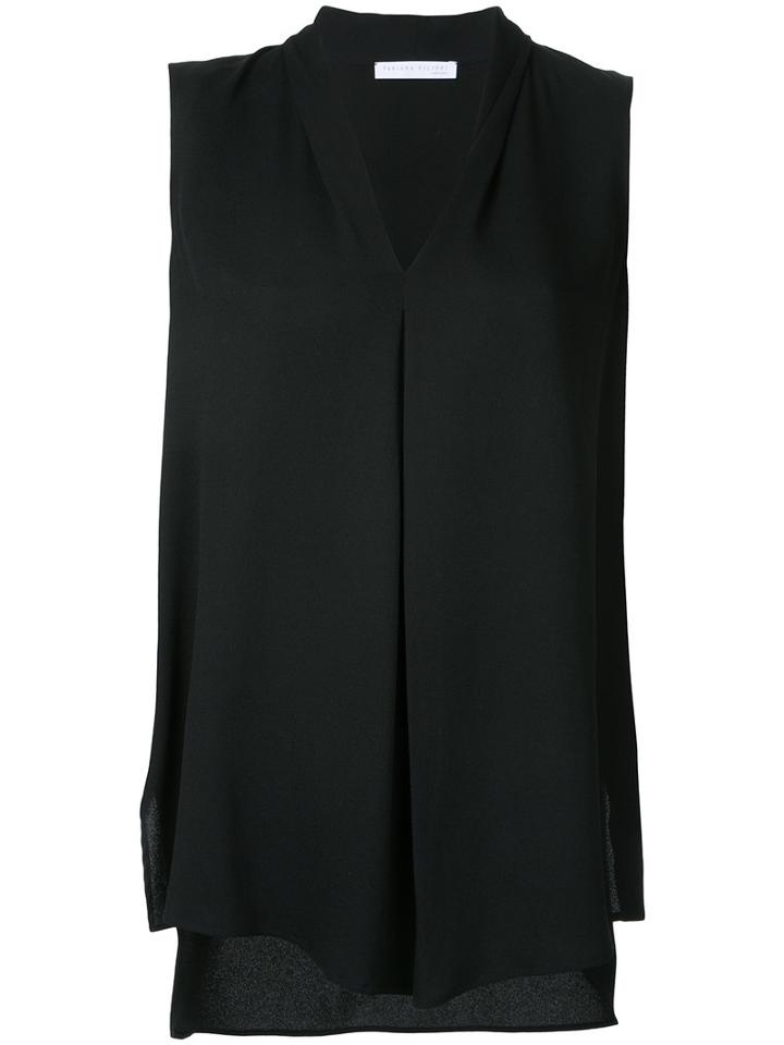 Fabiana Filippi - Front Pleat Sleeveless Blouse - Women - Silk/acetate - 44, Black, Silk/acetate