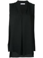 Fabiana Filippi - Front Pleat Sleeveless Blouse - Women - Silk/acetate - 44, Black, Silk/acetate