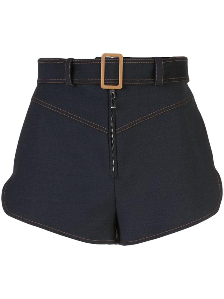 Ellery Monumental Contrast Stitching Shorts - Blue