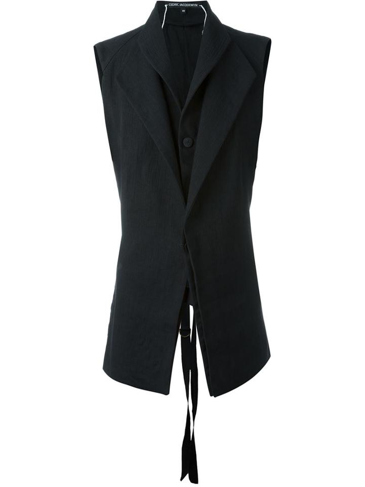 Cedric Jacquemyn Layered Waistcoat, Men's, Size: 48, Black, Cotton/linen/flax