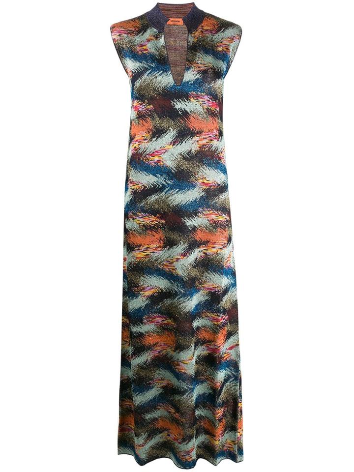 Missoni Zigzag-knit Sleeveless Maxi-dress - Blue